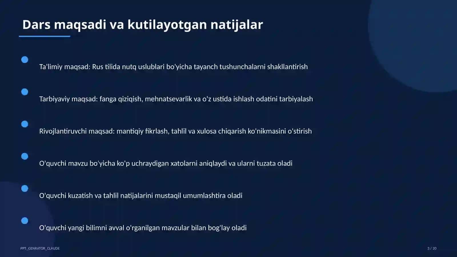 Rus tilida nutq uslublari (10-sinf) 3