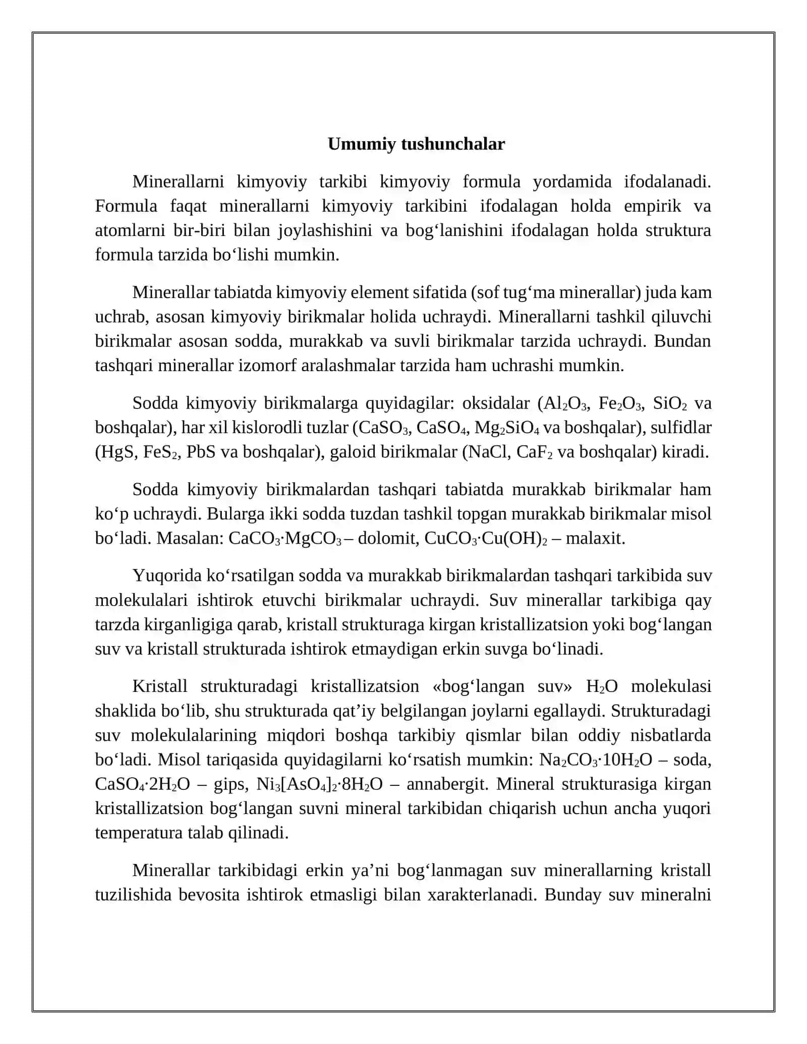 Kristallokimyo. Minerallarning kimyoviy tarkibi, tuzilishi va morfologiyasi 3