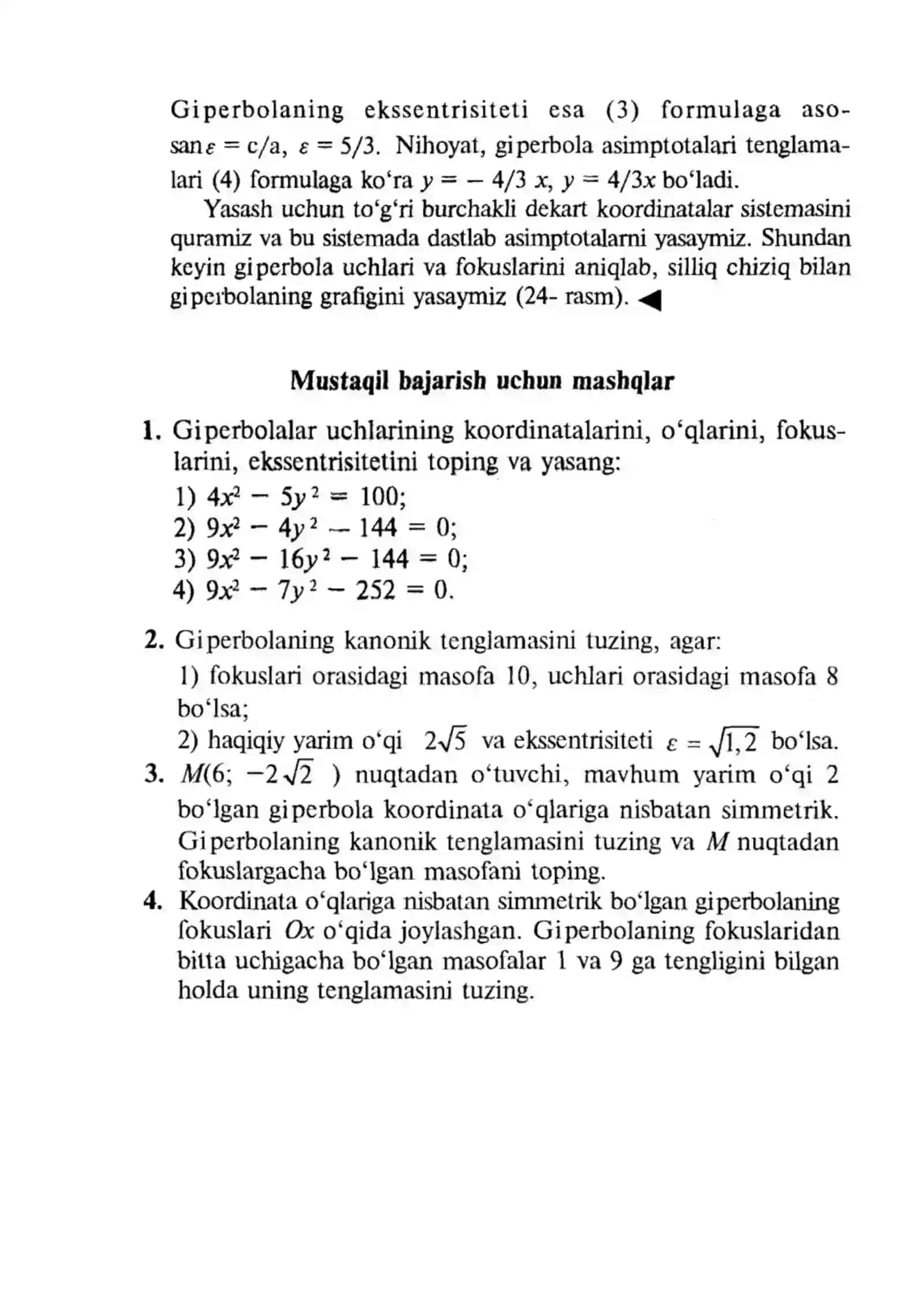 Giperbola va Parabolaning Kanonik Tenglamalari 3