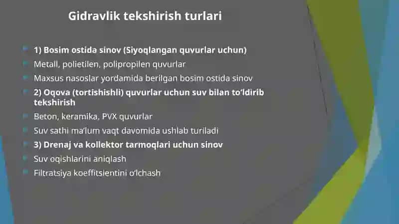Oqovasuvtarmoqlari quvurlarni gidravlik tekshirish va gidravlik tekshirish danasosi 3