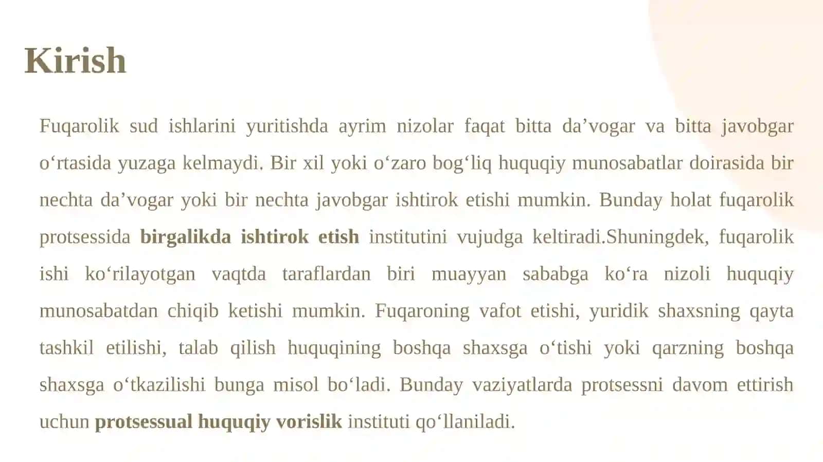 Fuqarolik protsessida birgalikda ishtirok etish va protsessual huquqiy vorislik 3