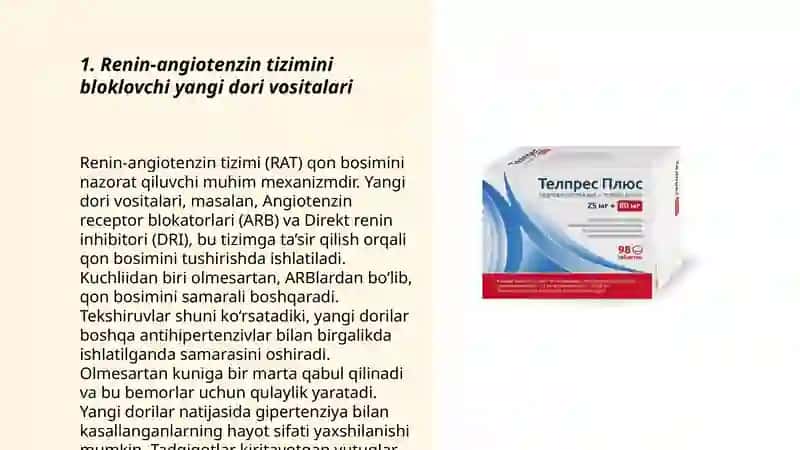 Renin-angiotenzin sistemasiga tasir qiluvchi yangi dori vositalar 3