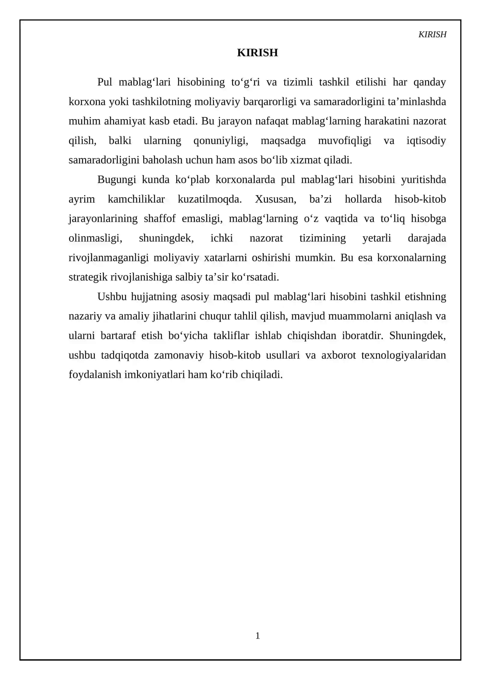 Pul mablag’lari hisobining tashkil etilishi 3