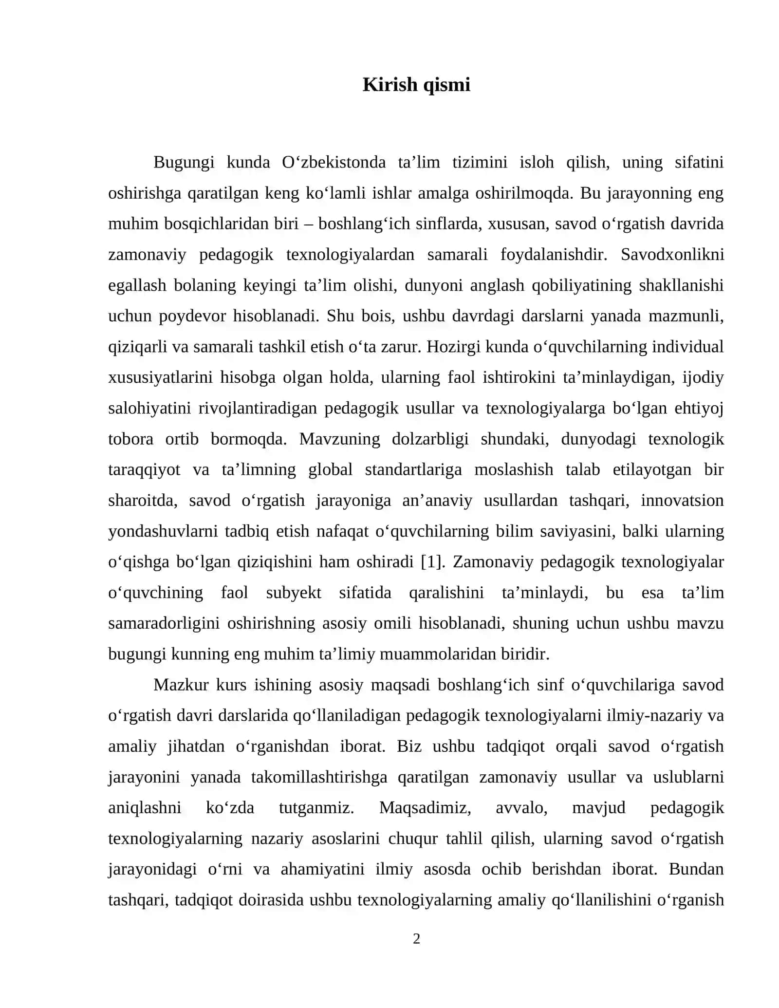 Savod oʼrgatish davri darslarida pedagogik texnologiyalardan foydalanish. 3