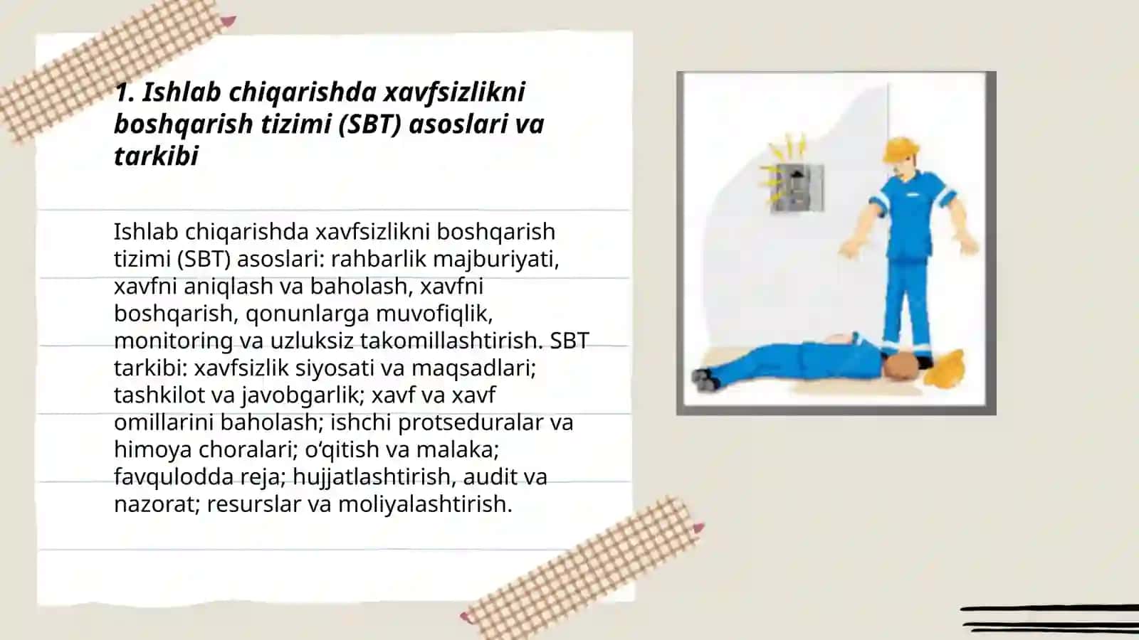 Ishlab chiqarishda faoliyat xavfsizligini boshqarish tizimi 3