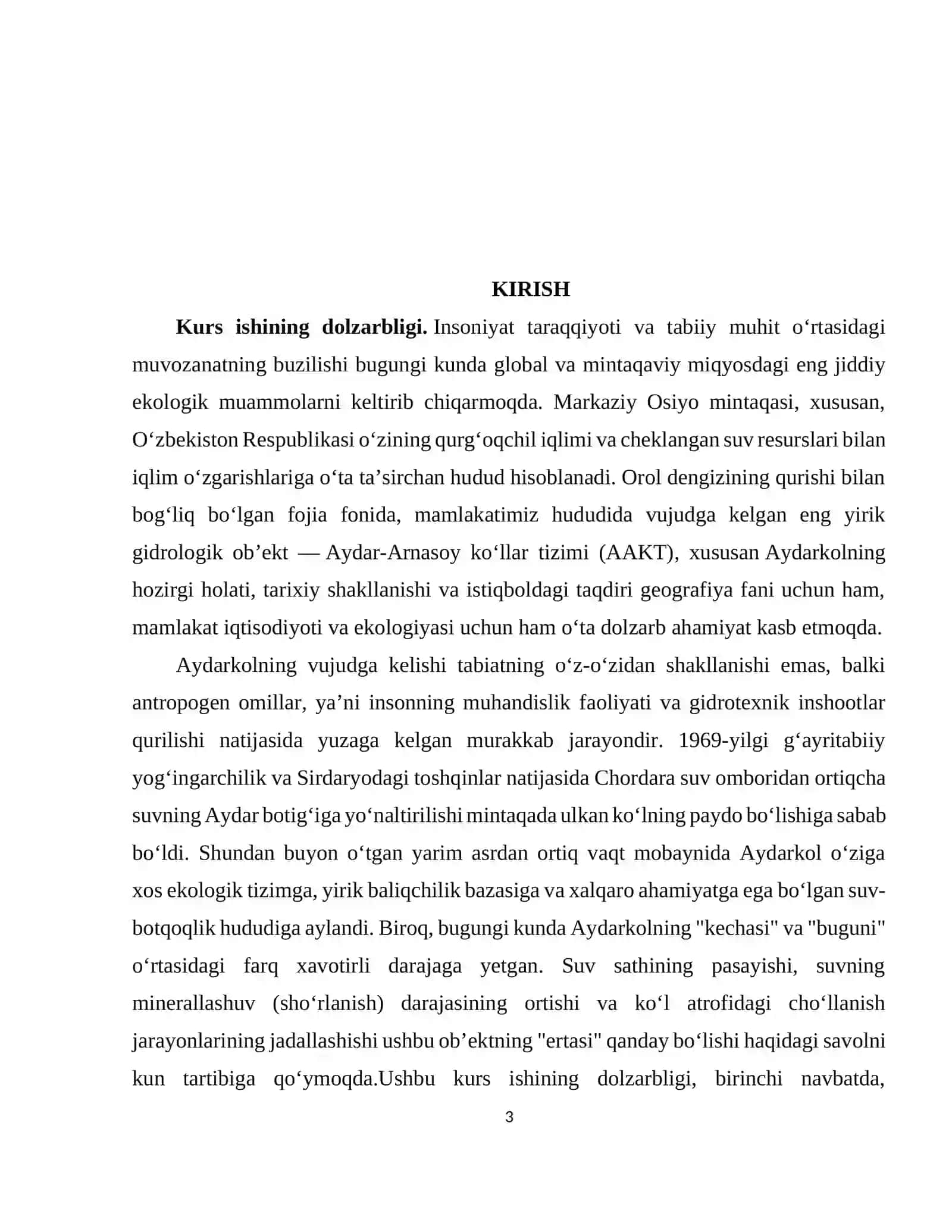 Aydarkoʻl kecha bugun ertaga 3