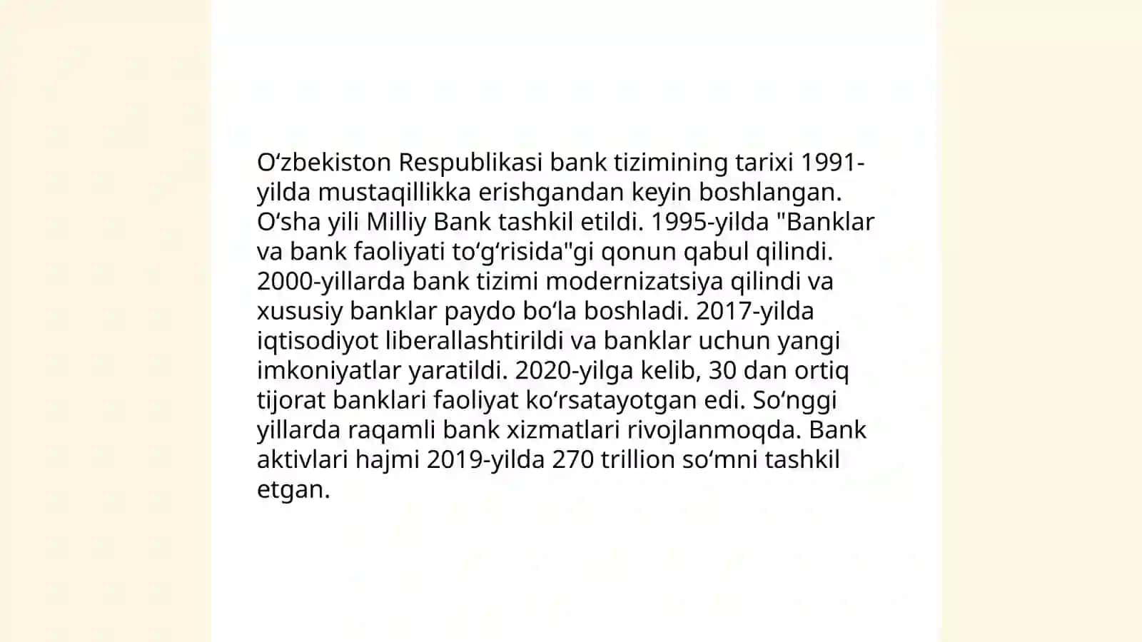 Oʻzbekiston Respublikasi bank tizimi va shakllanishi 3