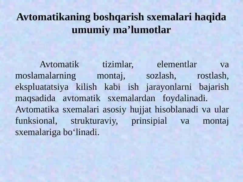 Avtomatlashtirish sxemalari tuzish 3