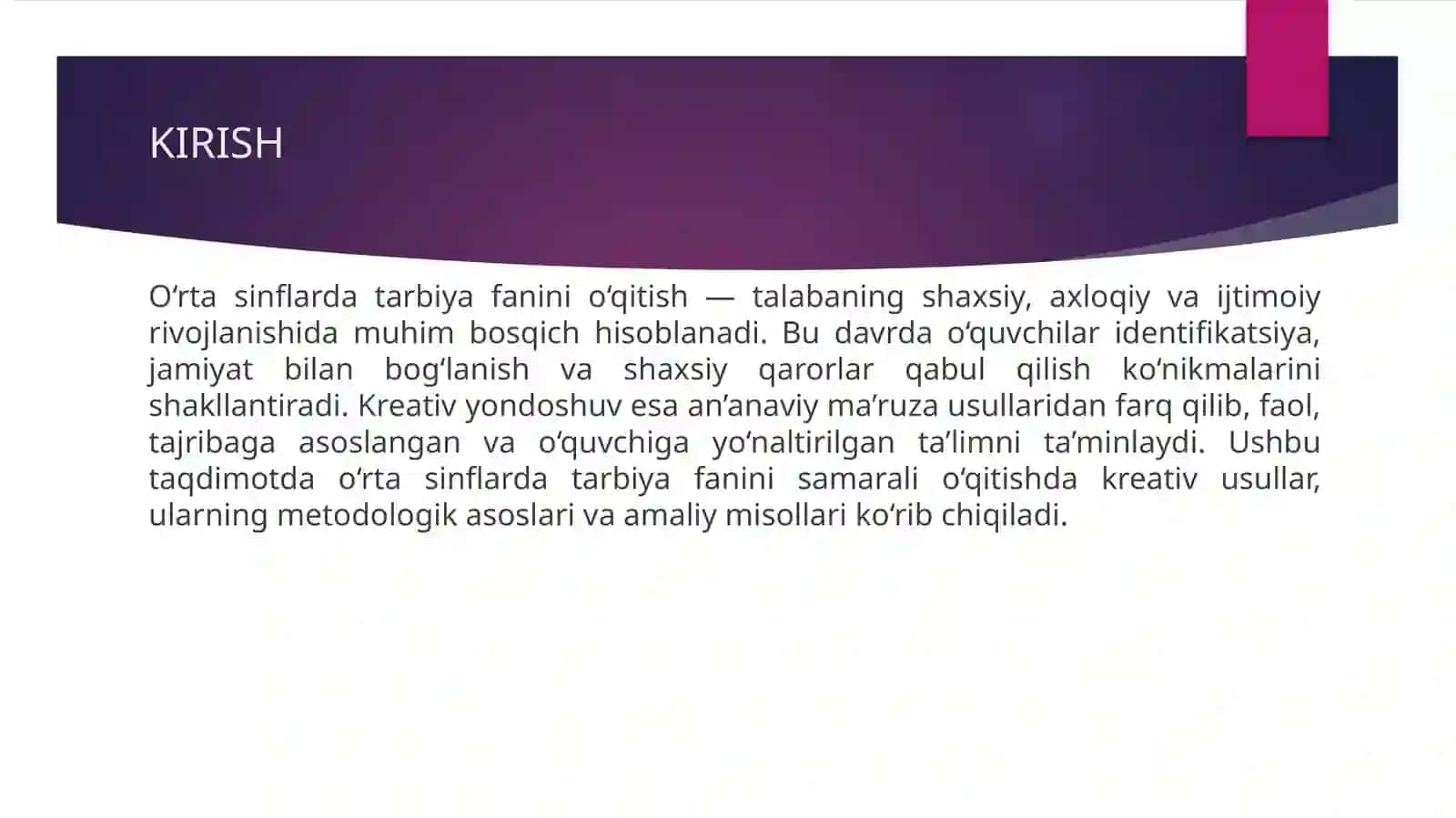 O'rta sinflarda tarbiya fanini o'qitishda kreativ yondoshuv 3