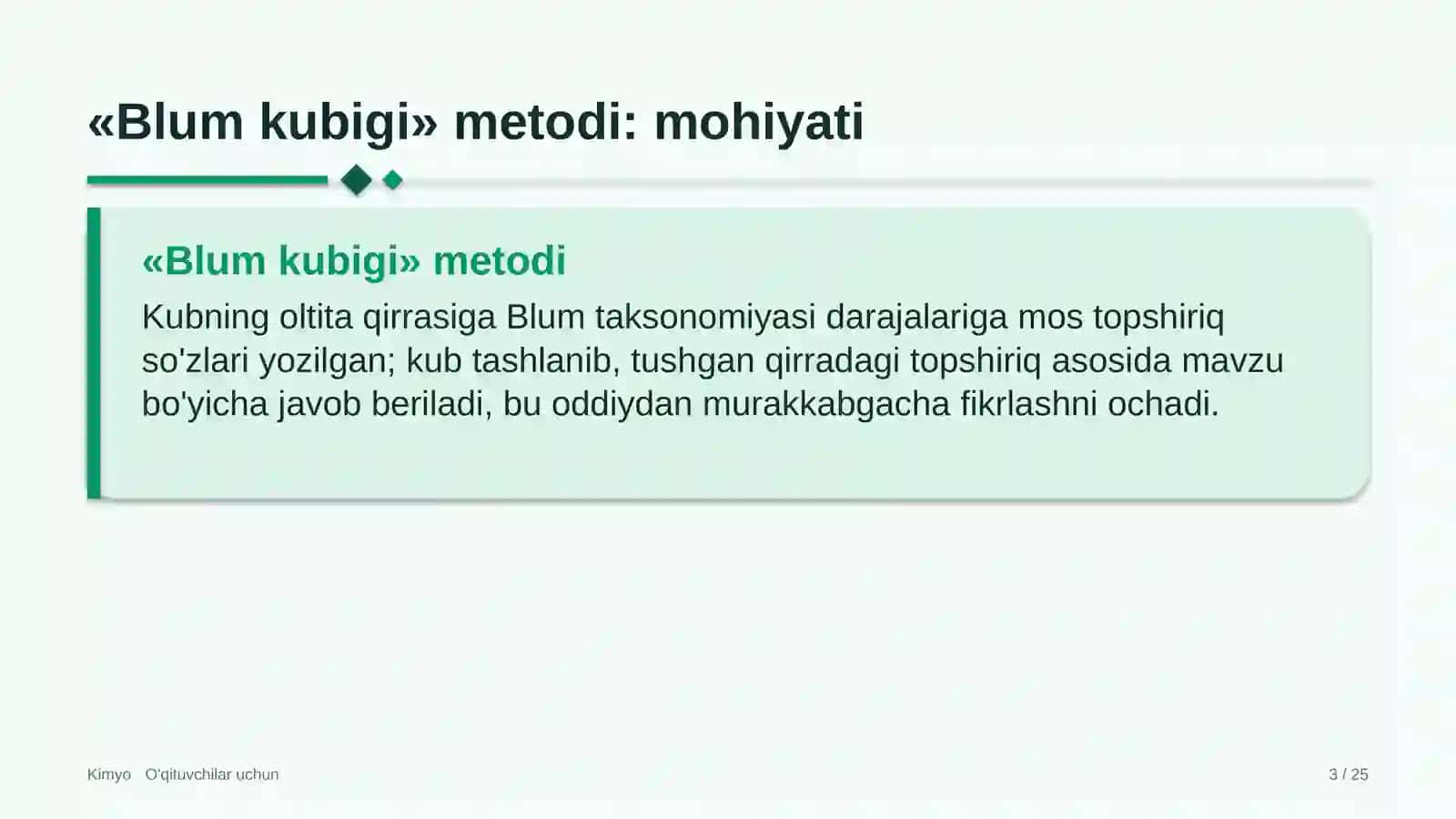 kimyo darslarida blum kubigi metodidan foydalanish 4424 3
