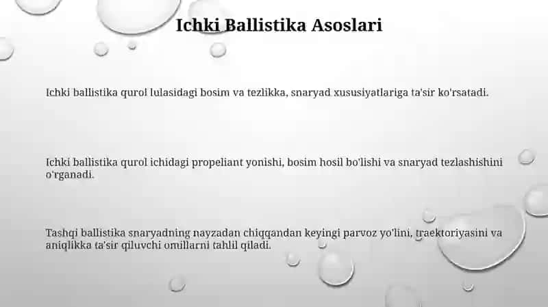 Ichki va tashqi ballistika bo‘yicha ma'lumotlar 3