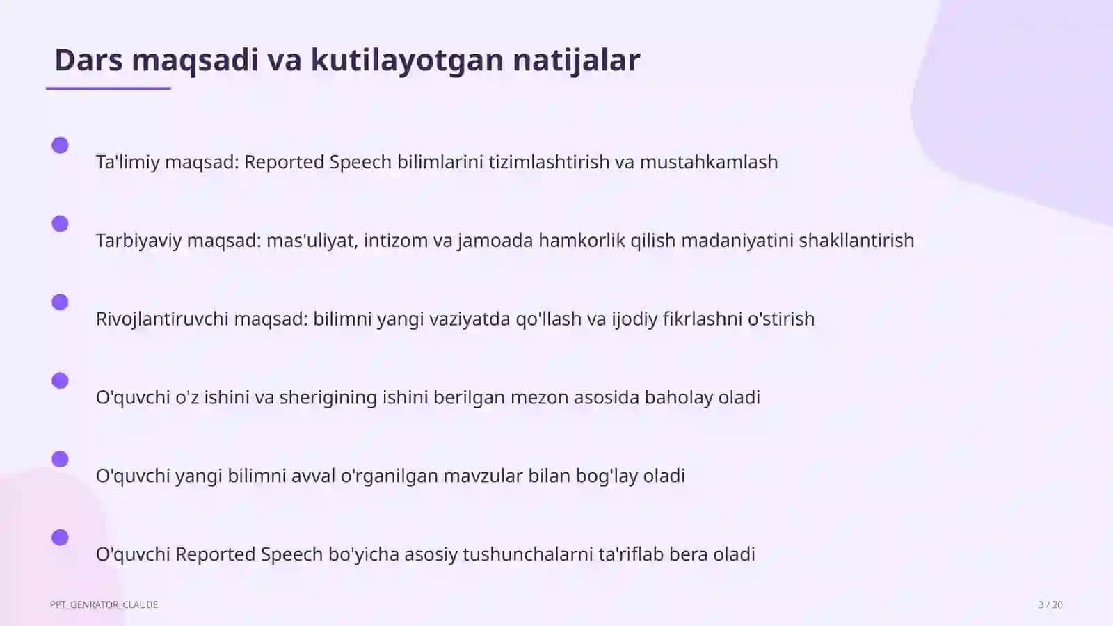 Reported Speech (9-sinf) 3