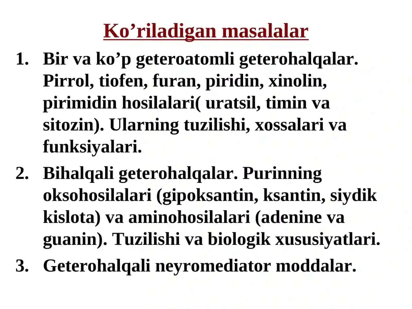 GETEROHАLQАLI BIRIKMАLАR METАBOLITLАR VАDORIVOR MODDАLАR SIFАTI 3
