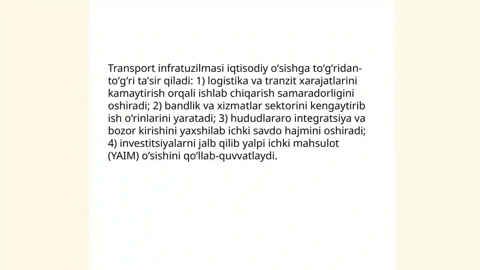 Infratuzilma rivojlanishi va iqtisodiy oʻsish 3