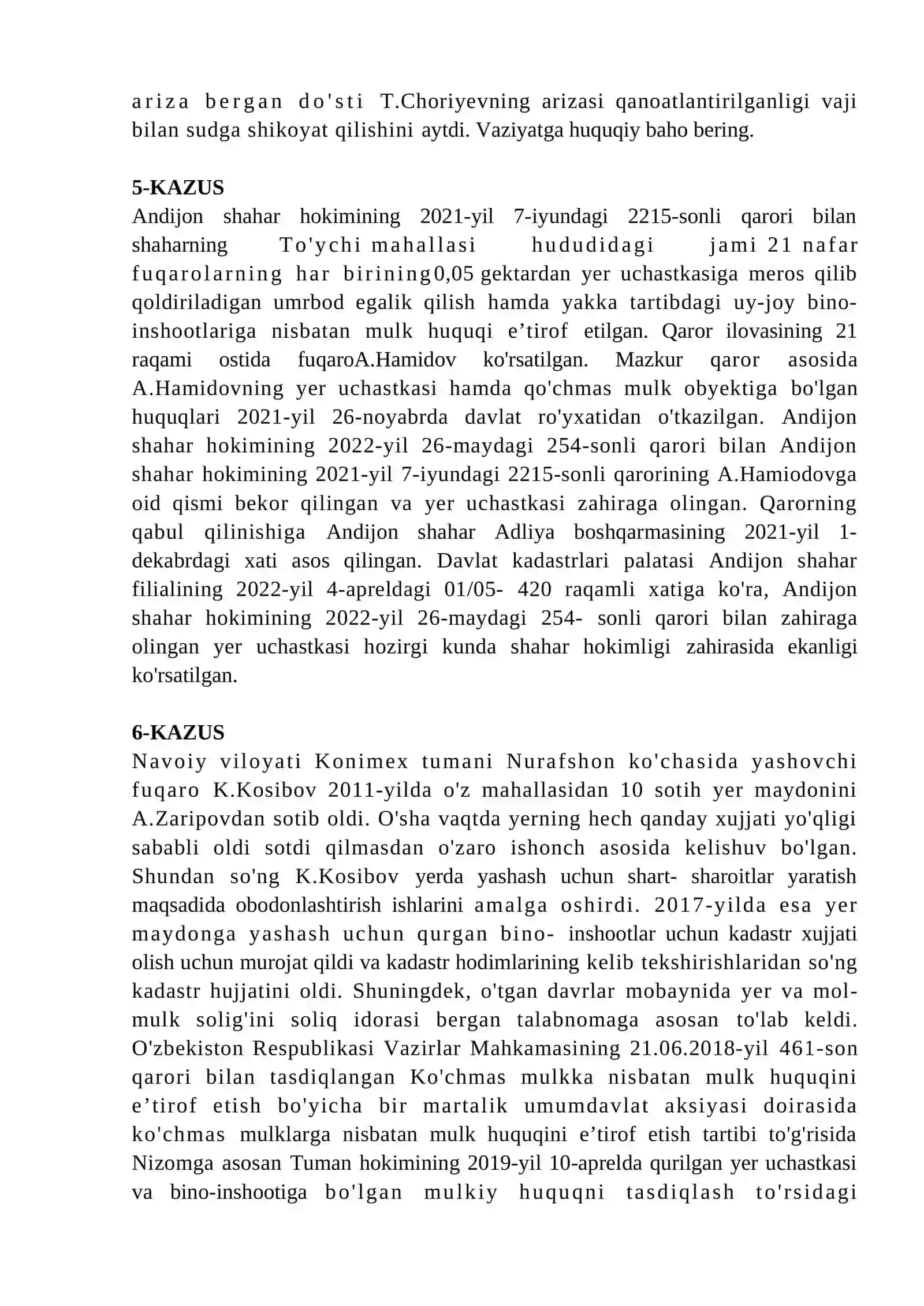 Ma'muriy huquq yakuniy kazuslar 3