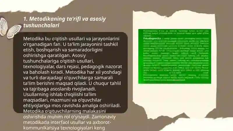 Pedagogik adabiyotlar, lug‘at, ma’lumotlarni o‘qib o‘rganish orqali “metodika”, “fan metodikasi”, “o‘qitish metodikasi” tushunchalarining mohiyati 3