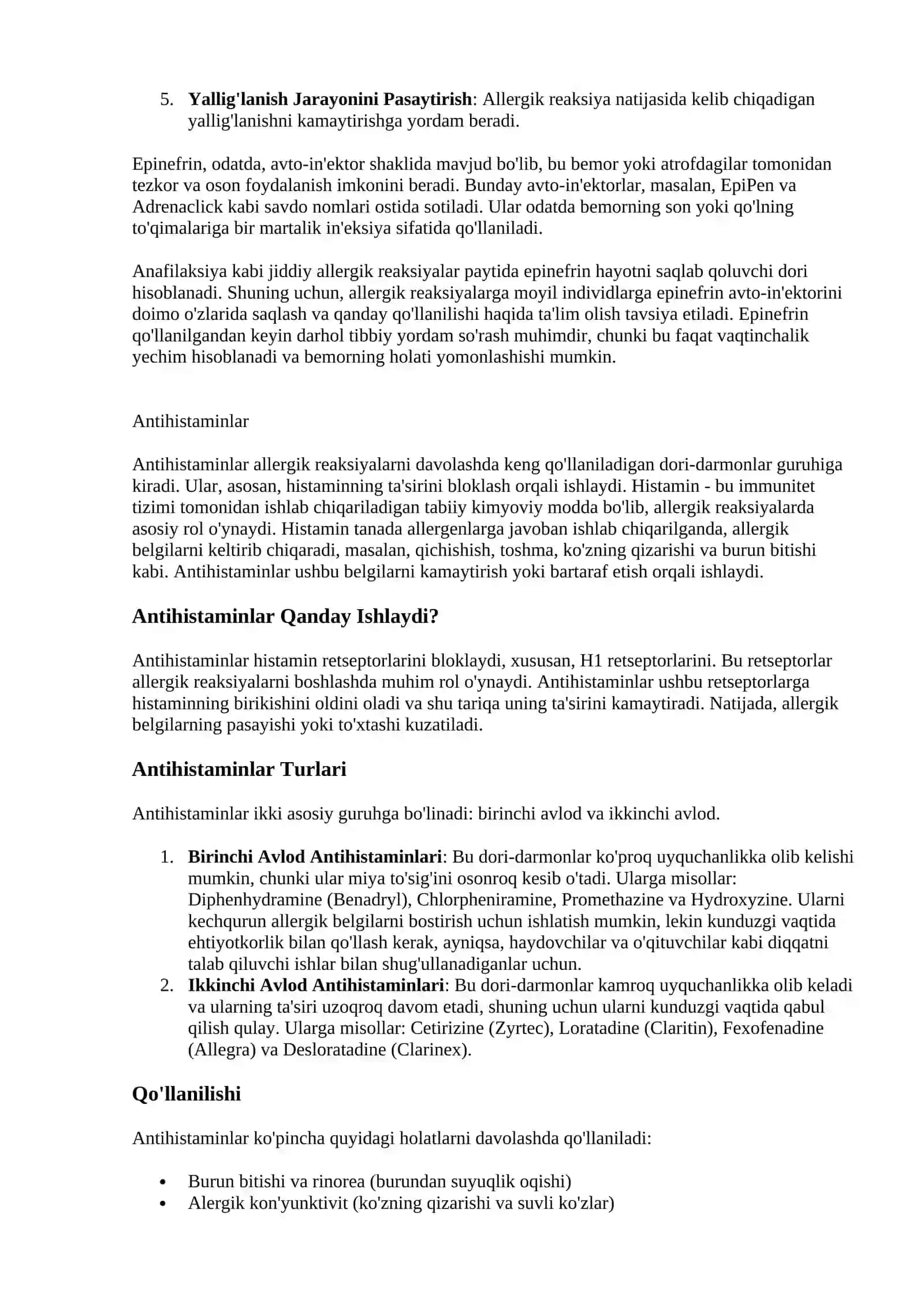 O'tkir allergik reaksiyalarni namoyish va tahlil qilish 3