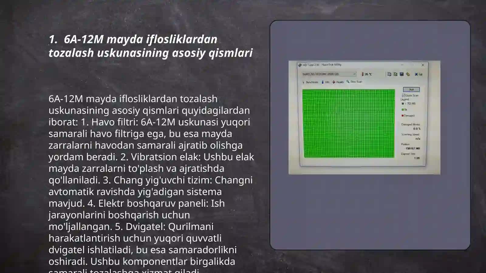 6A-12M mayda iflosliklardan tozalash uskunasini tuzilishi va ishlashi 3