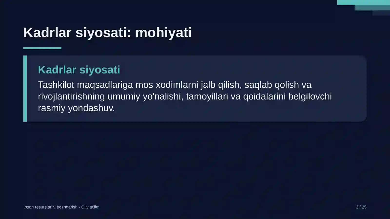 Davlat fuqarolik xizmatida kadrlar siyosati 3