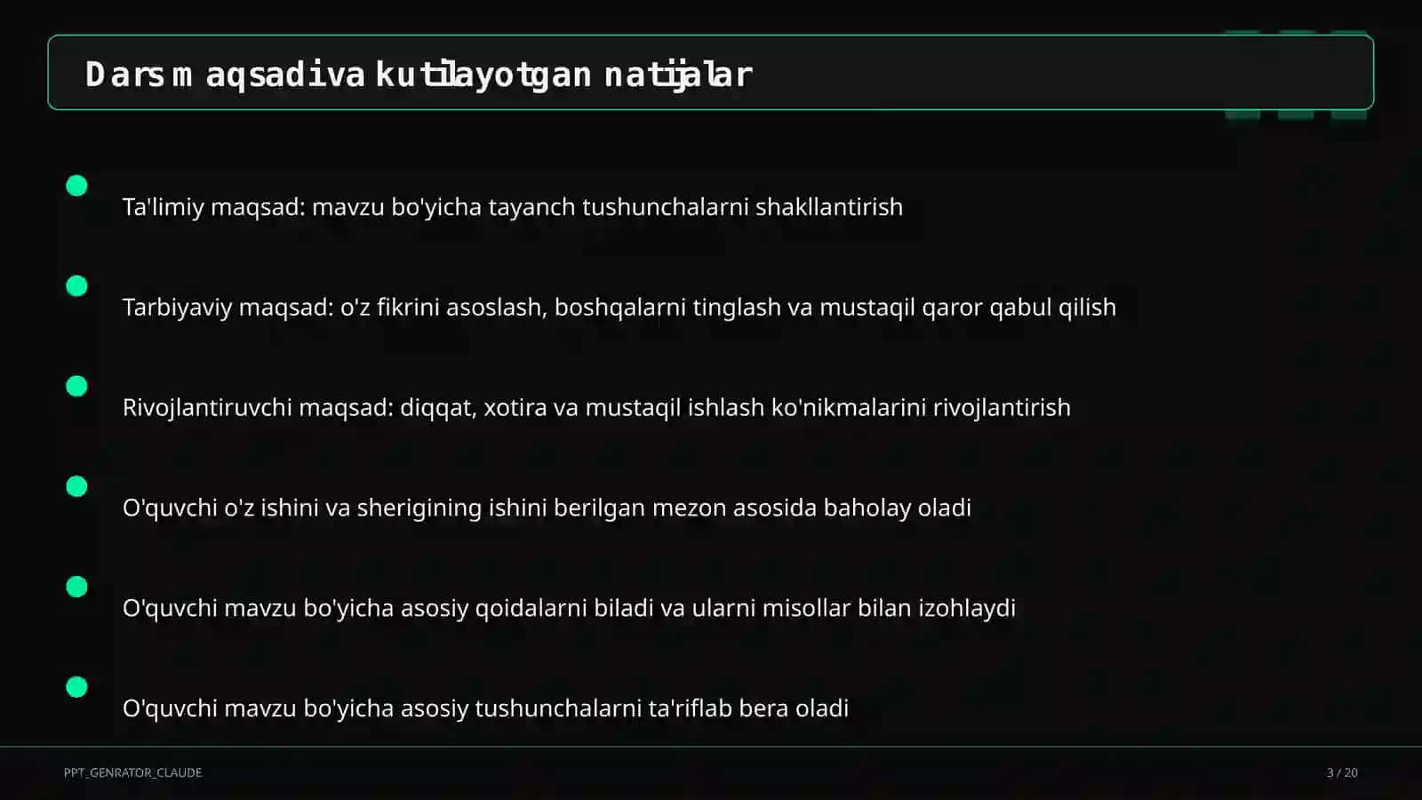 Sinf soati va tarbiyaviy tadbirlar (1–11) 3