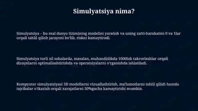 Simulyatsiya haqida 3