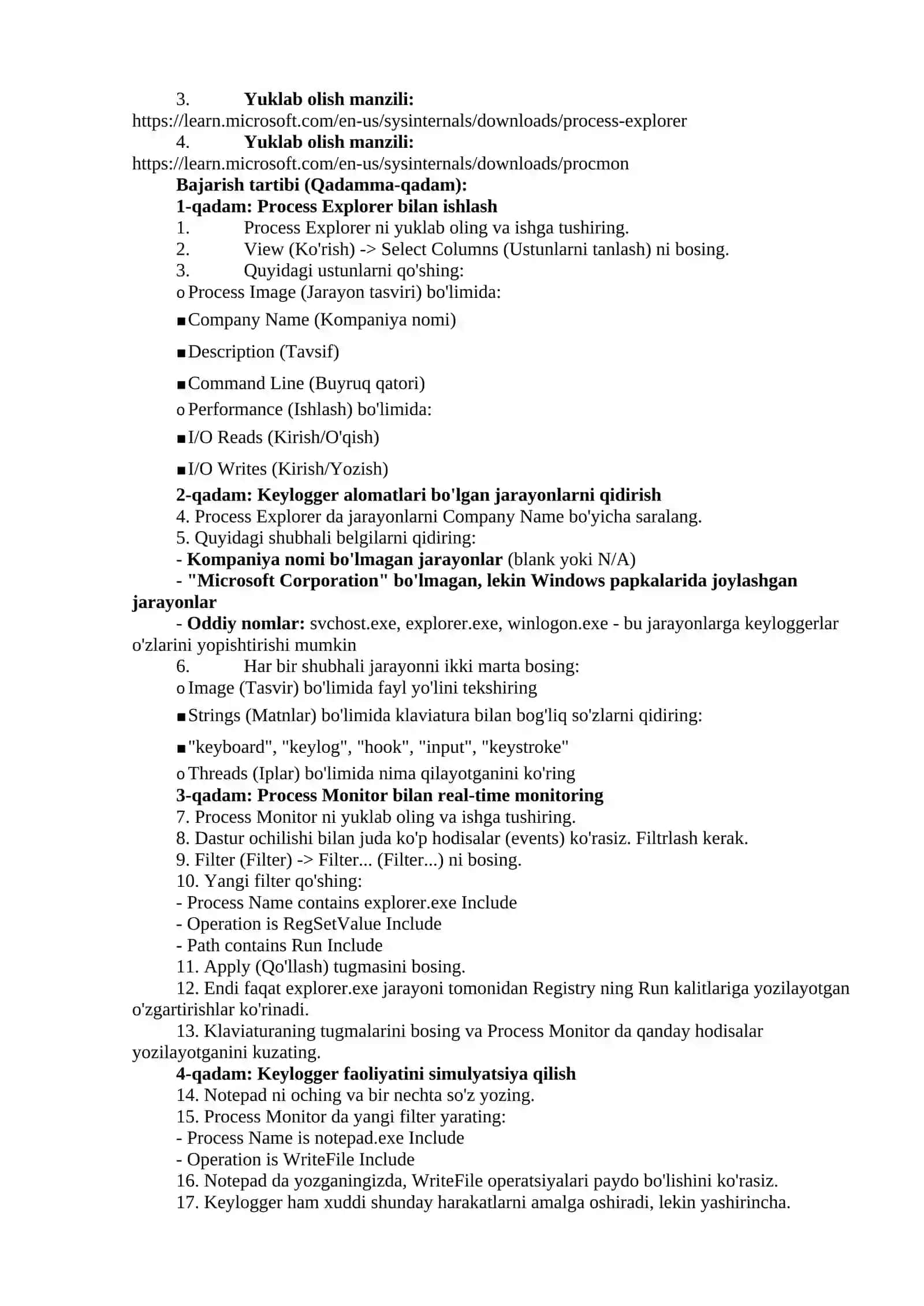 KEYLOGGERLARDAN HIMOYALANISH DASTURIY VOSITALARI 3