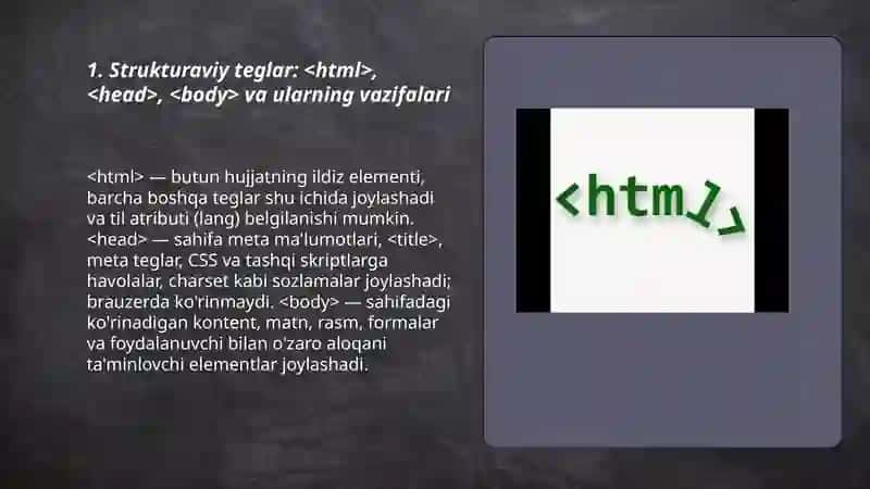 HTML teglarining turlari va ularning vazifalari 3