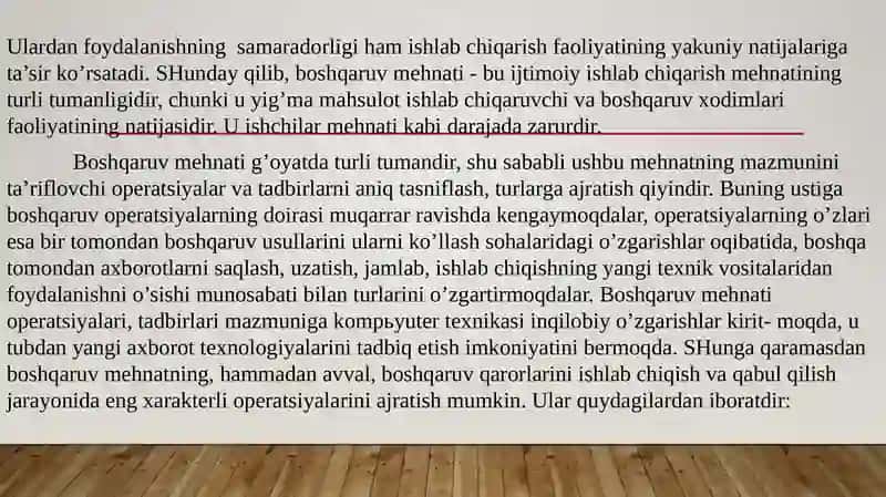 Boshqaruv Mehnatini Tashkil Qilish 3