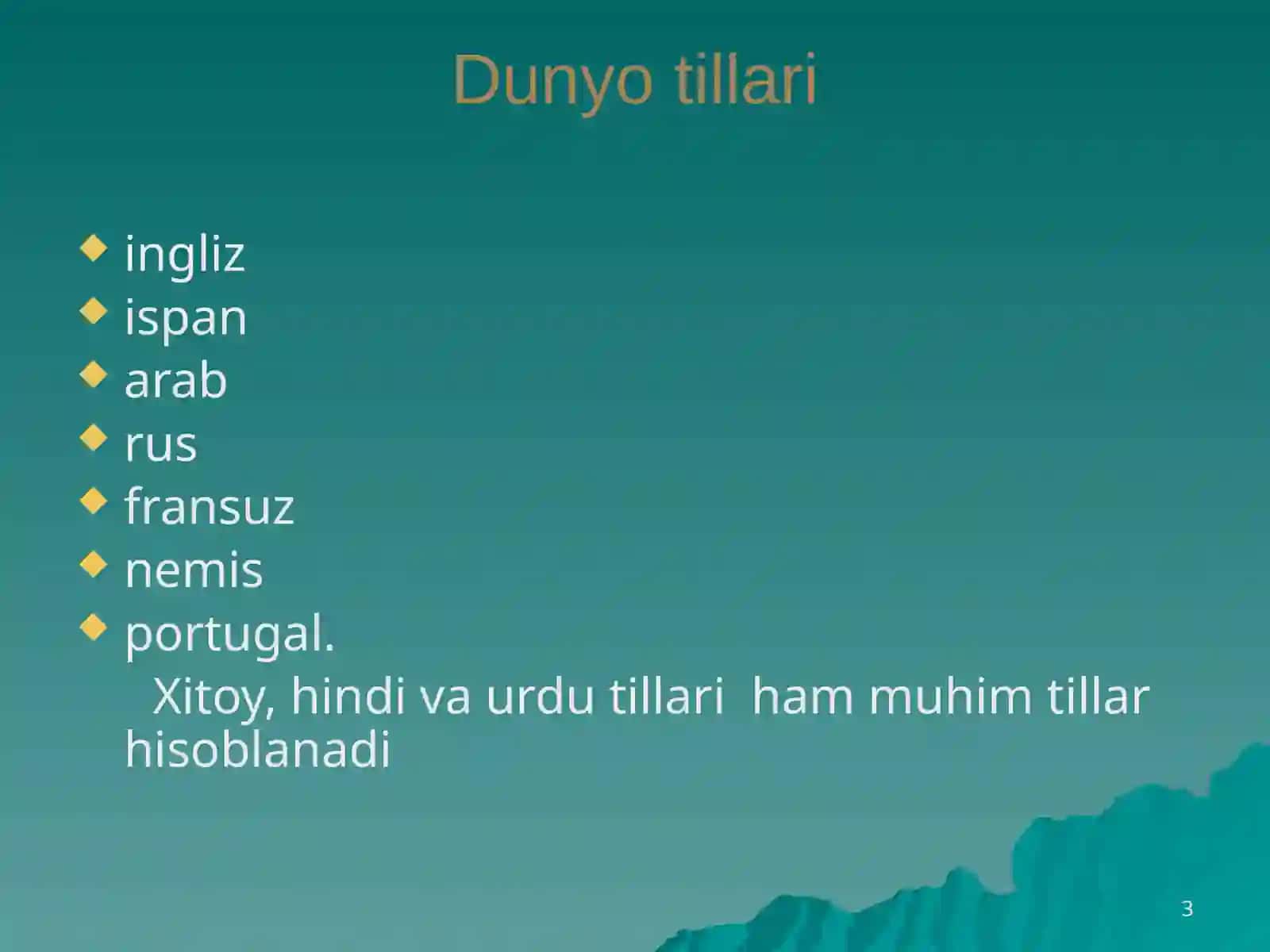 Dunyo tillari tasnifi 3