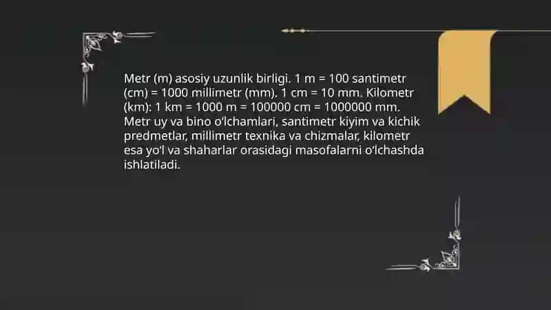 Uzunlik va masso o'lchov birliklari 3