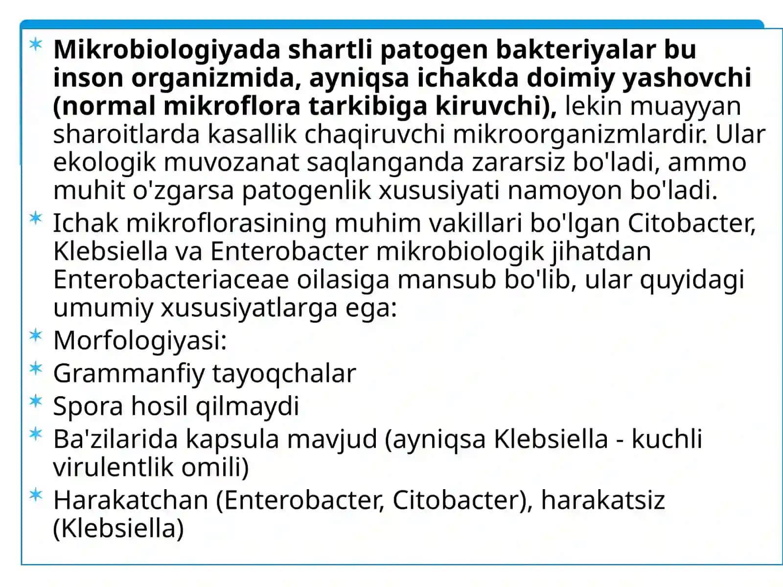 Shartli patogendiyareyagenichak guruppabakteriyalari 3