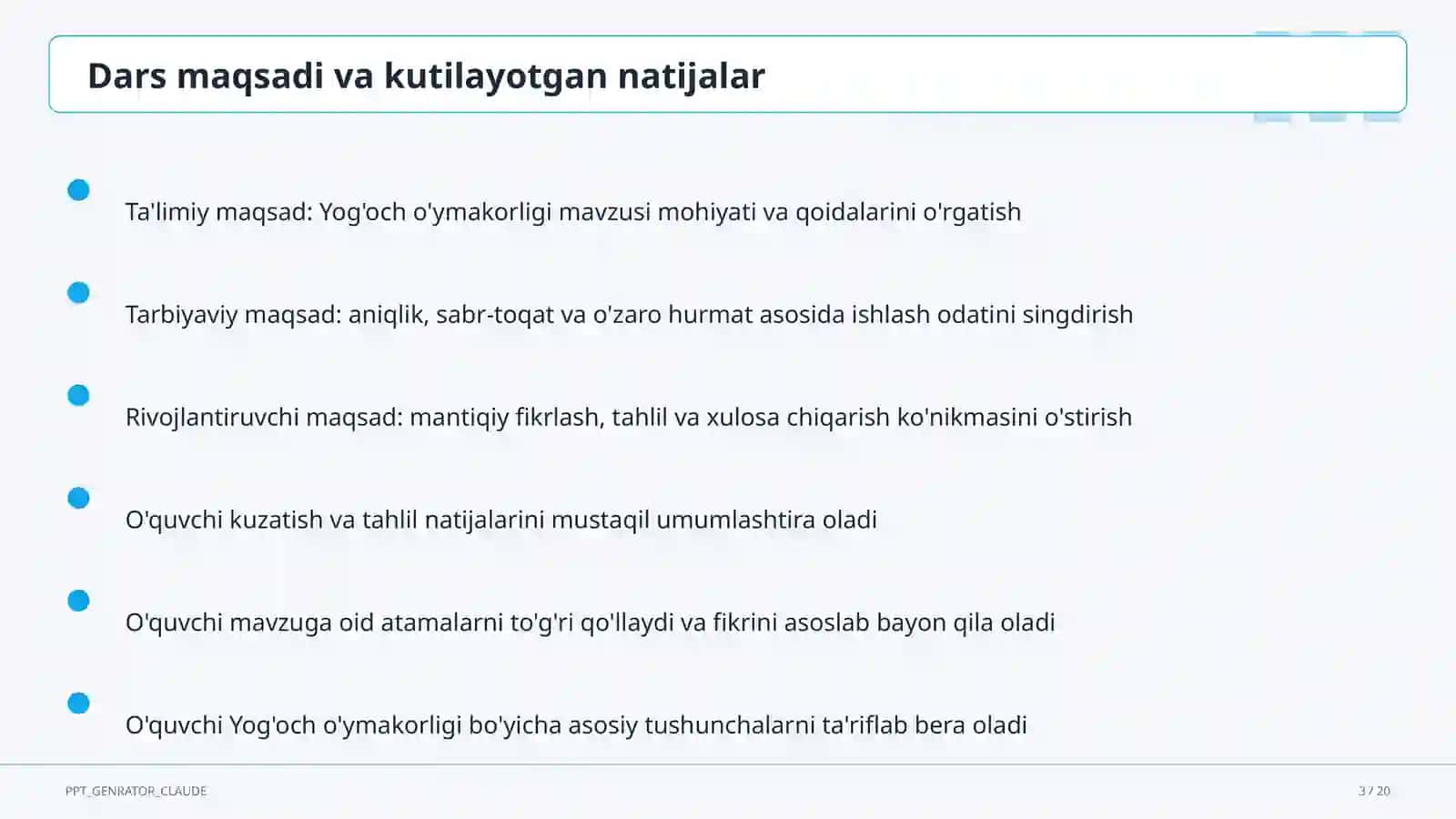 Yog'och o'ymakorligi (7-sinf) 3