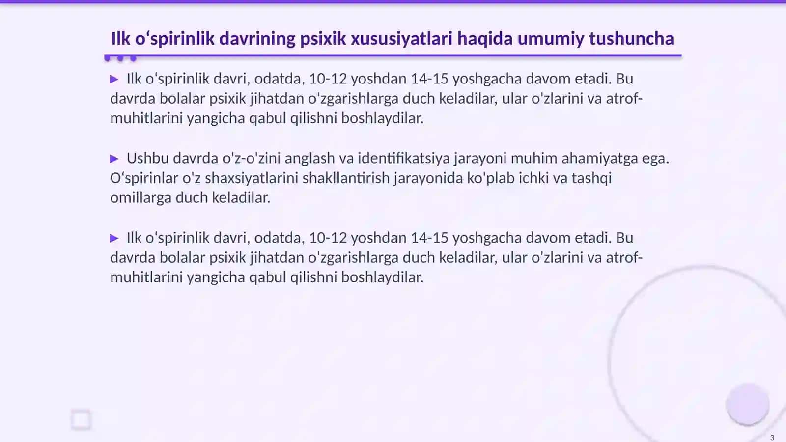 Ilk o‘spirinlik davrining psixik xususiyatlari 3