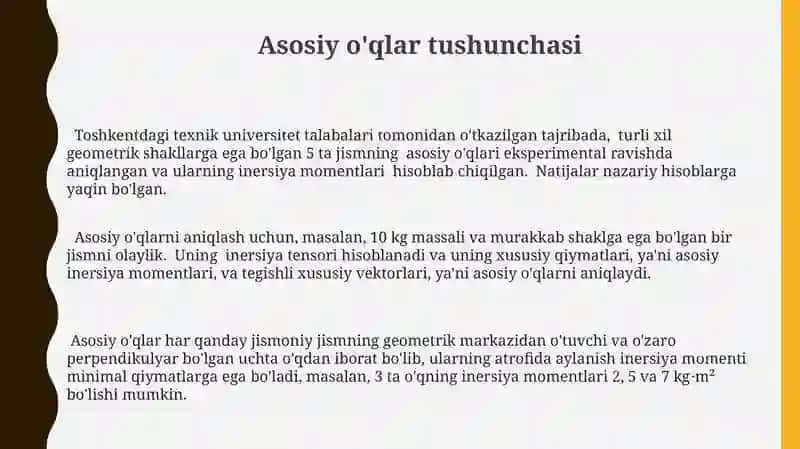 Jismning inersiya momentlari Gyuygens-Shteyner teoremasi 3