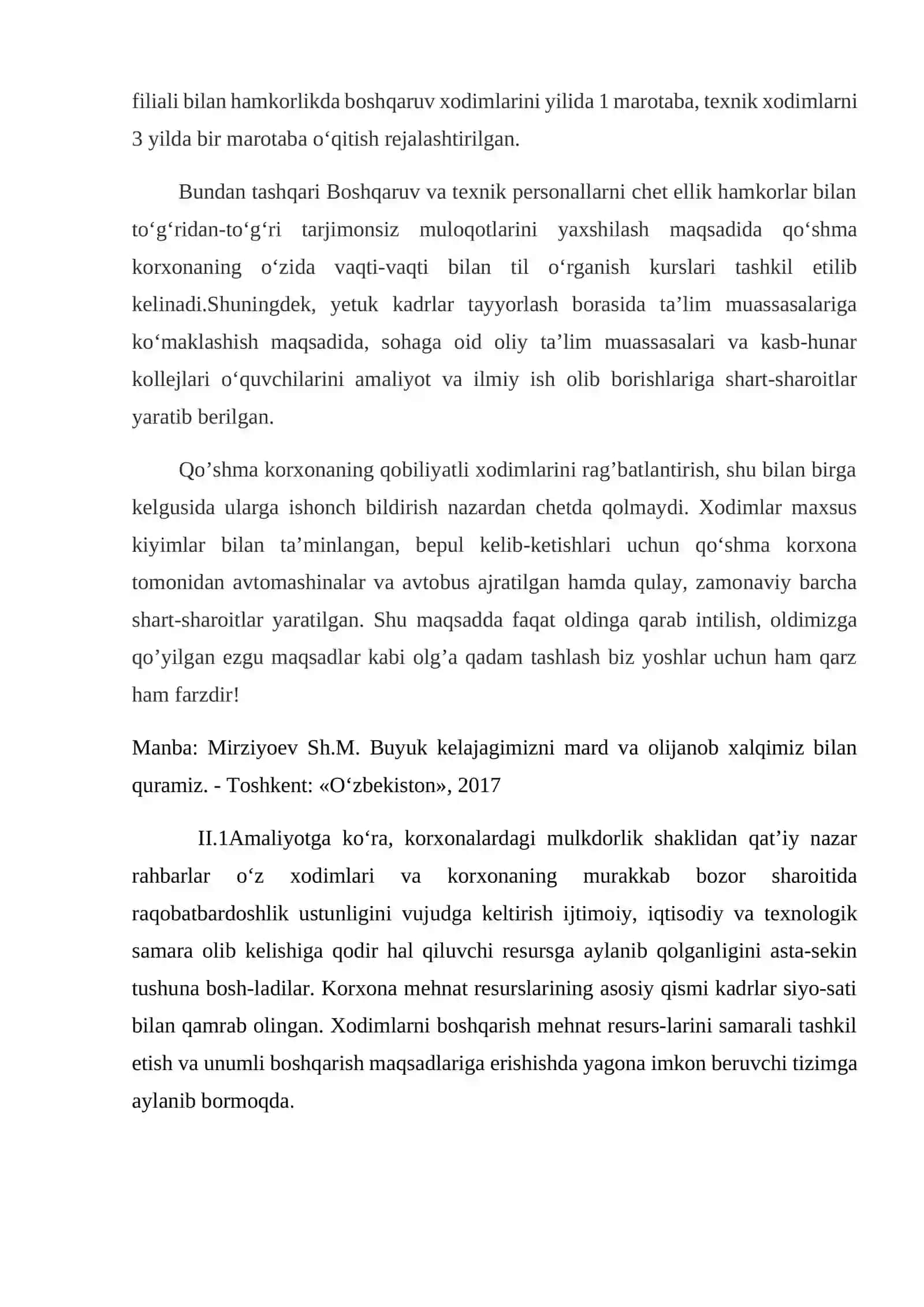 Korxonada xodimlar siyosati va ularning korxona faoliyatidagi oʻrini 3