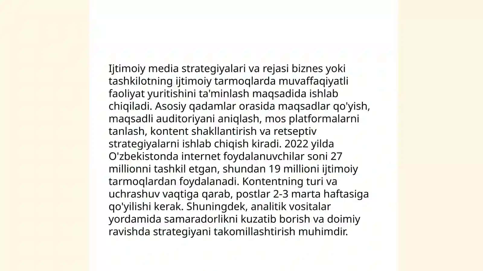 Ijtimoiy media strategiyalari va rejasi 3