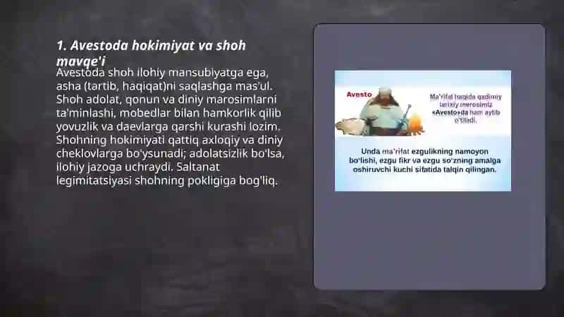 Avestoda hokimiyat va shoh mavqe'i 3