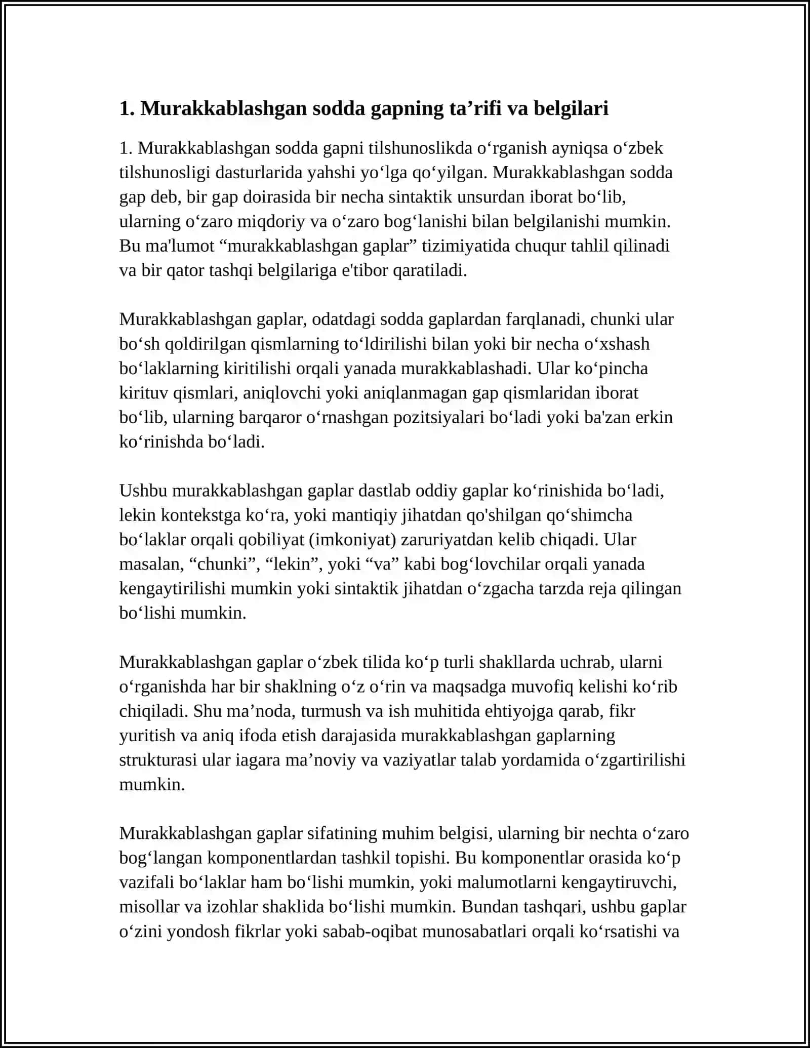 O‘ZBEK TILIDA MURAKKABLASHGAN SODDA GAPLAR 3