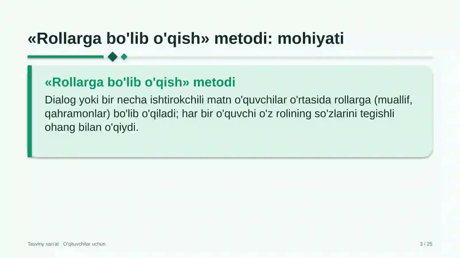tasviriy san'at darslarida rollarga bo'lib o'qish metodidan foydalanish 5729 3