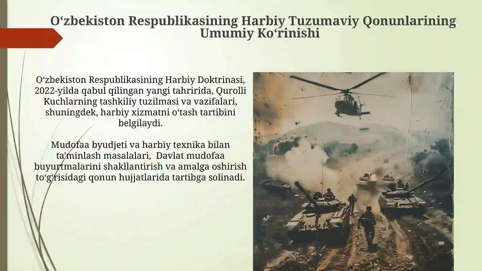 Oʻzbekiston Respublikasining Harbiy Tuzumaviy Qonunlarining Umumiy Koʻrinishi 3