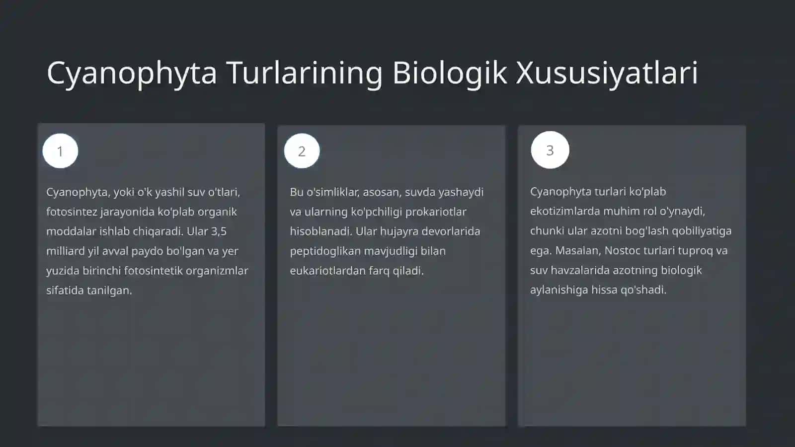 OʻK YASHIL SUV OʻTLARI (CYANPHYTA) TURLARINING EKOLOGIK AHAMIYATI VA SUV HAVZALARIDAGI ROli 3