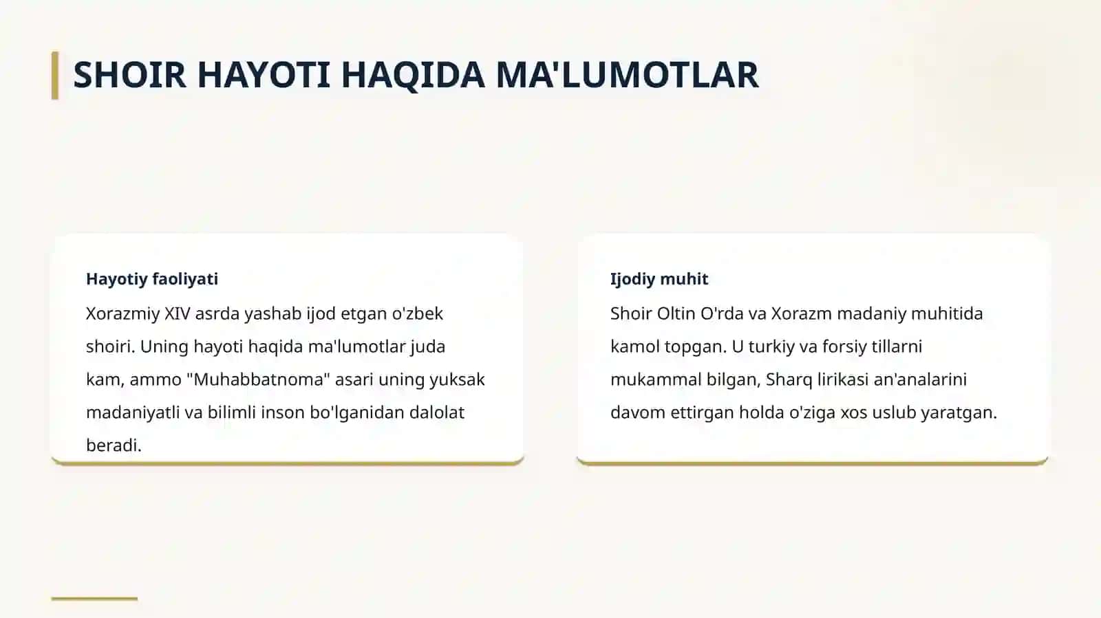 Xorazmiy hayoti va ijodi Muhabbatnoma janrining yetuk namunasi sifatida 3
