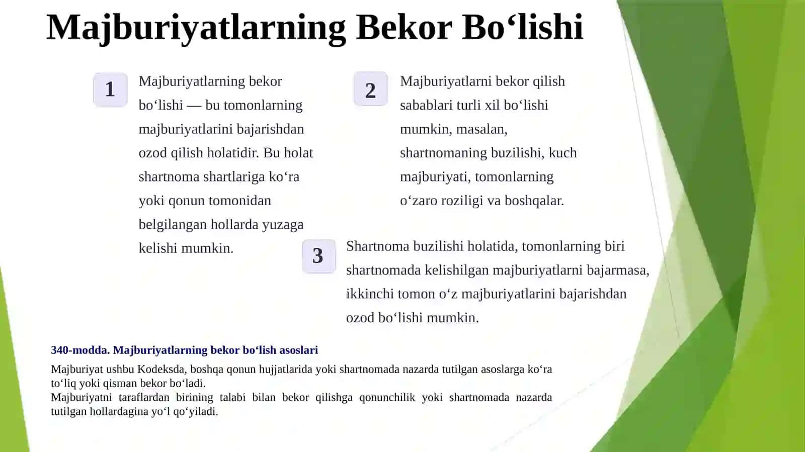 Majburiyatlarning bekor boʻlishi 3