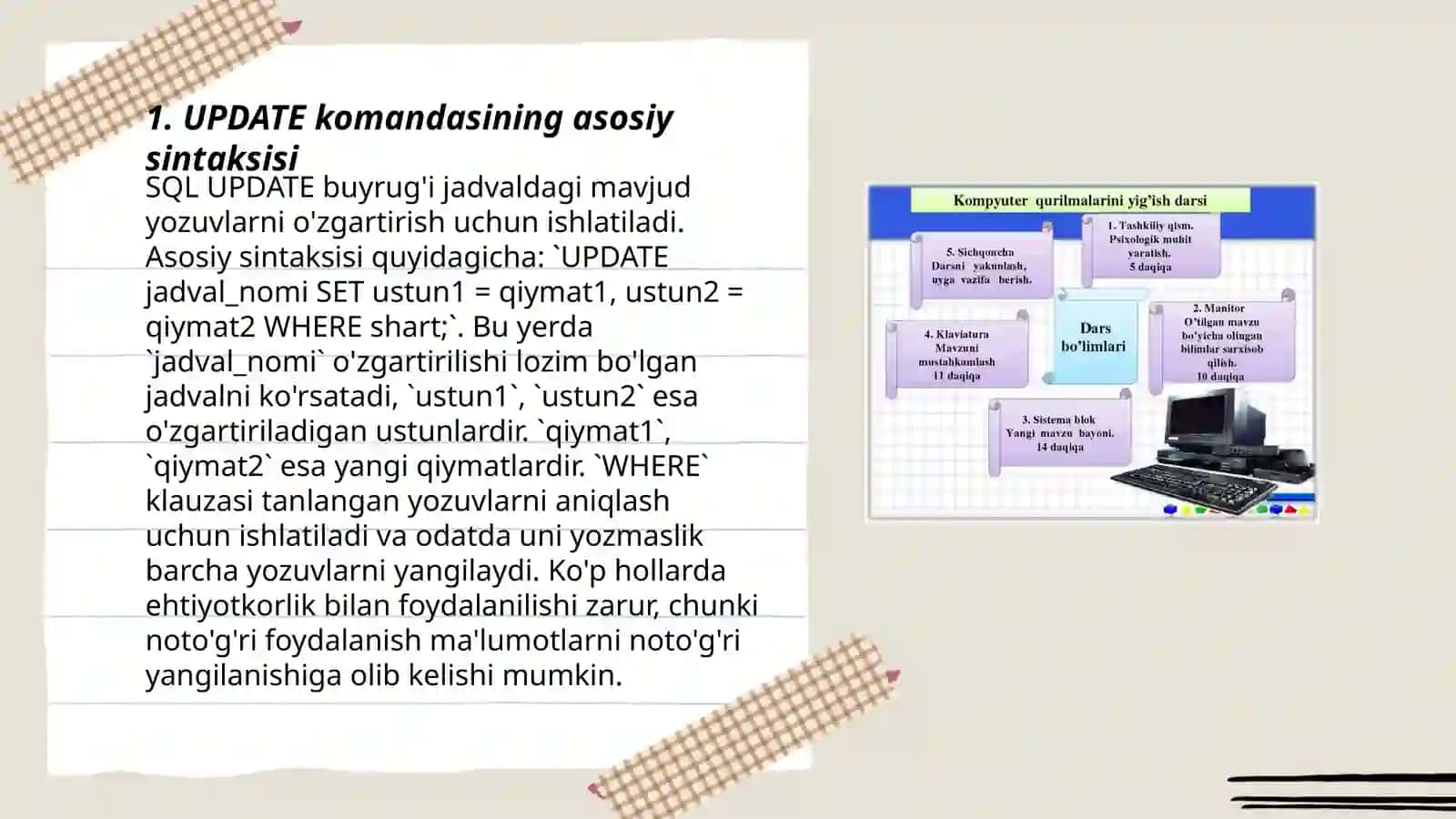 UPDATE kommandasi yordamida ma'lumotlarni o'zgartirish 3