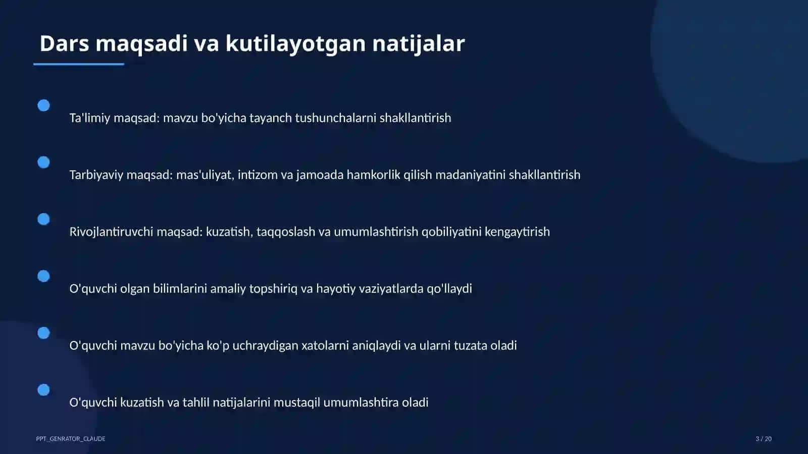 Dolzarb mavzular — maktab va o'qituvchilar (2026) — o'quvchilar uchun 3