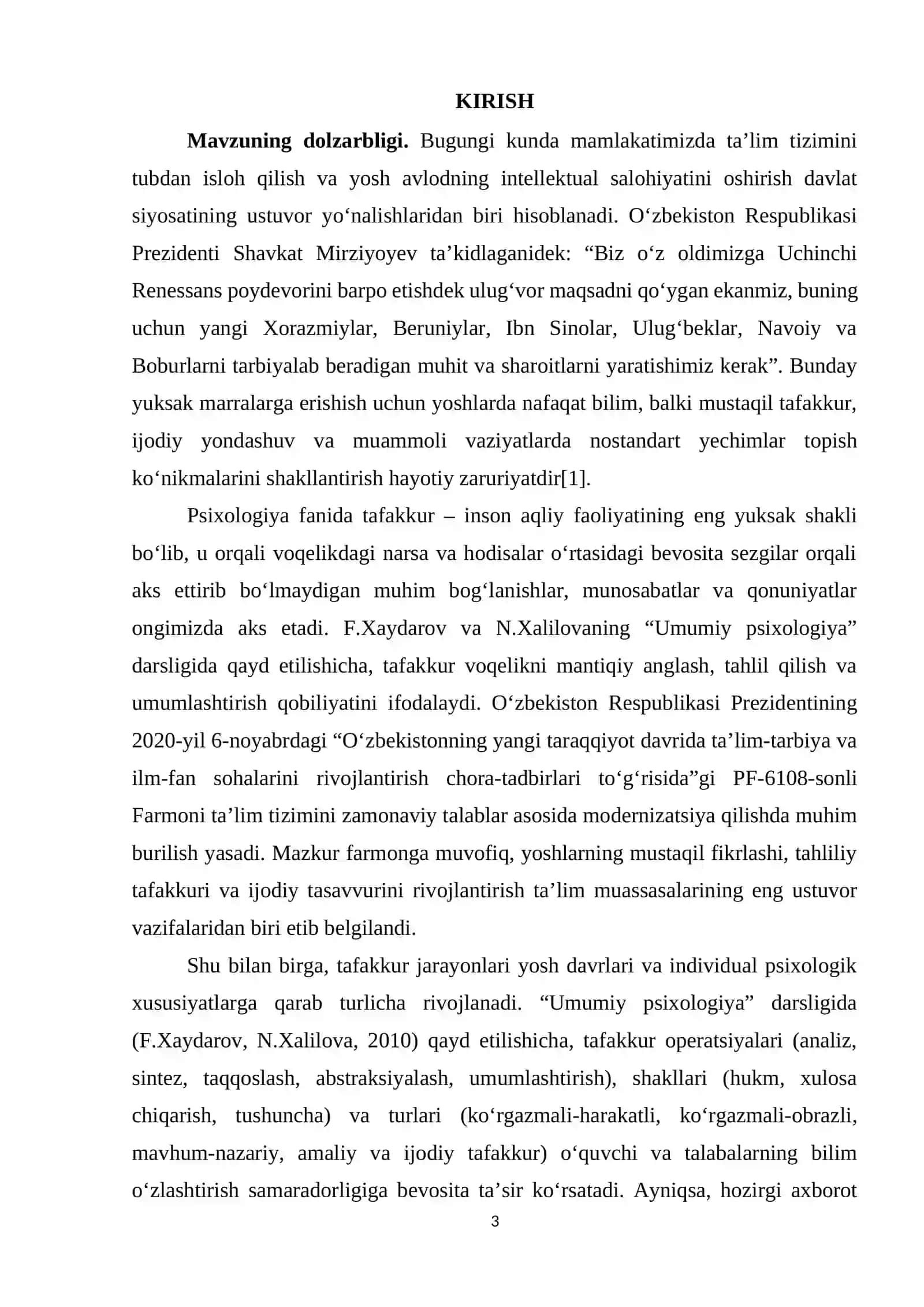 Tafakkur rivojlanishi 3