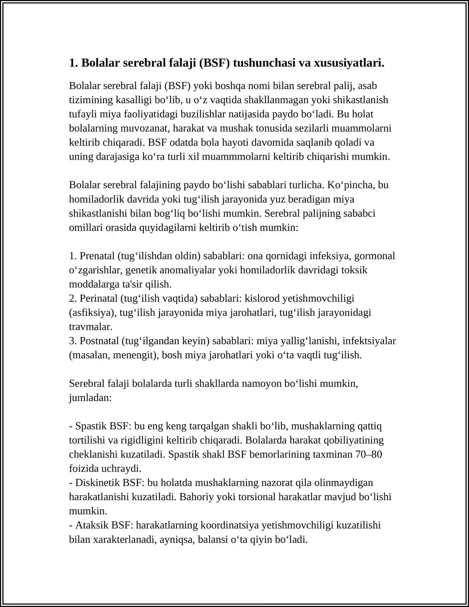 BOLALAR SEREBRAL FALAJLIGIGA EGA BOʻLGAN BOLALARGA KORREKSION- LOGOPEDIK YORDAMNING SAMARADORLIGINI OSHIRISH YÓLLARI 3