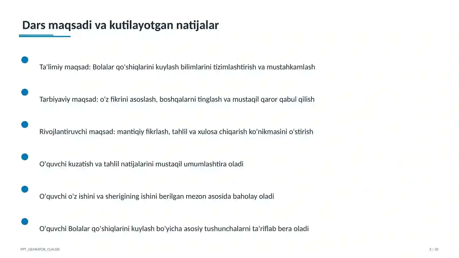 Bolalar qo'shiqlarini kuylash (1-sinf) 3