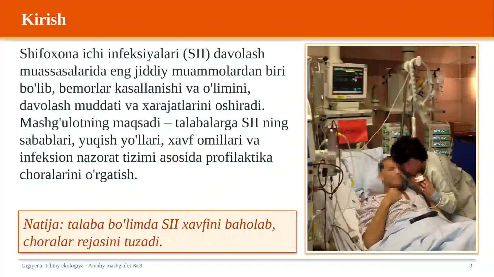 Gigiyena. Tibbiy ekologiya · Amaliy mashg'ulot № 8 3