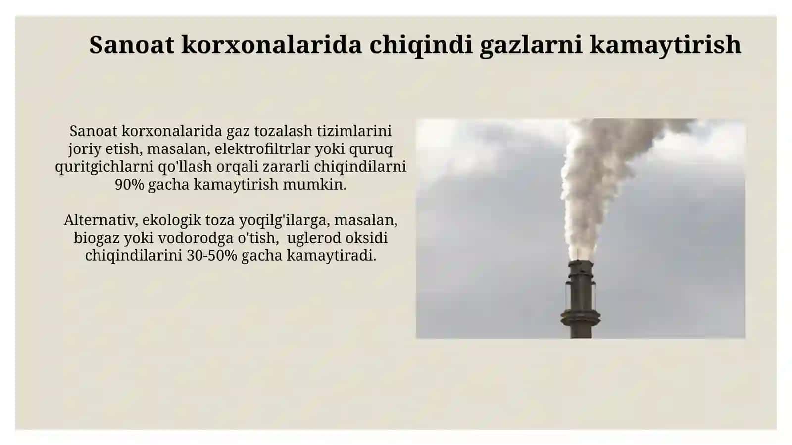 Atmosfera havosiga tushayotgan chiqindilarni kamaytirish 3